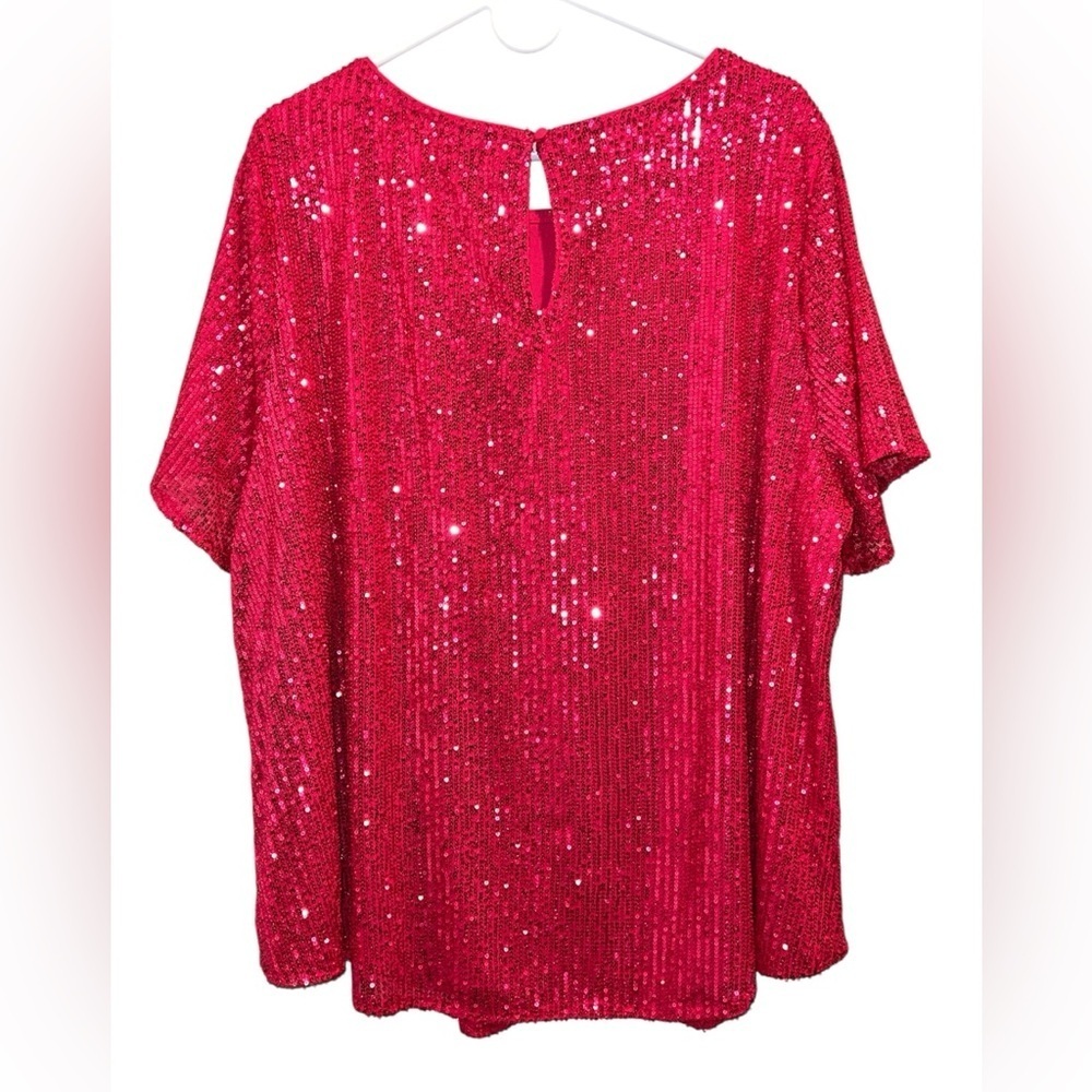 NWT Torrid Magenta Pink Sequin Abbey Short Sleeve Top Size 2 - Picture 3 of 10